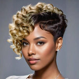 Human Hair Short Pixie Cut Wigs for Women Wear and Go Glueless Wigs Side Bangs 101