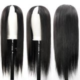 V Part Straight Human Hair Wigs For Black Women
