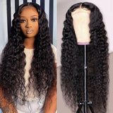 Water Wave 4x4 Lace Front Wigs Brazilian Virgin Human Hair Wigs Natural Color 180% Density