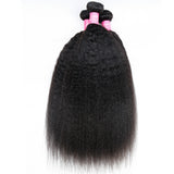 Kinky Straight Bundles With Closure Brazilian Human Hair Natural Black