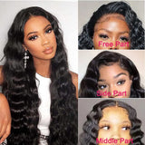 YUZHU Loose Deep Wave 13x1 Human Hair Lace Front Wigs