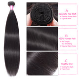 Straight Hair 3 Bundles with 4x4 Closure Brazilian Human Hair Bundles Natural Color