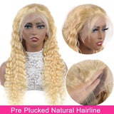 YUZHU 613 Blonde Deep Wave 13x4 Lace Front Wig Human Hair Brazilian Lace Frontal Wigs