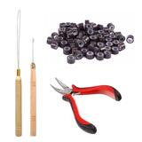 Hair Extension Tool Kit Hair Extension Remove Pliers Pulling Hook 500 PCS Micro Silicone Rings Bead Device Tool Kits for Professional Hair Styling Tools Accessory