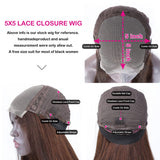 YUZHU 5x5 Water Wave Wig Lace front Human Hair Dark Brown Color 150% Density