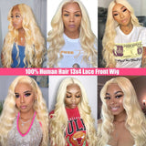 YUZHU 613 Blonde Lace Front Wigs Human Hair Body Wave 13x4 HD