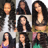 YUZHU Loose Deep Wave 13x1 Human Hair Lace Front Wigs