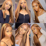 YUZHU Straight 13x4 P4/27 Lace Front Wigs Human Hair Brazilian Virgin Wigs