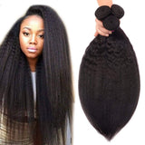 YUZHU Brazilian Kinky Straight Human Hair 3 Bundles Natural Color